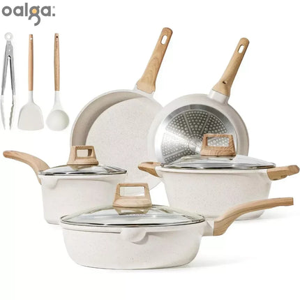 11 Pcs Cookware Sets Pots and Pans Set Nonstick Cooking Set W/Frying Pans