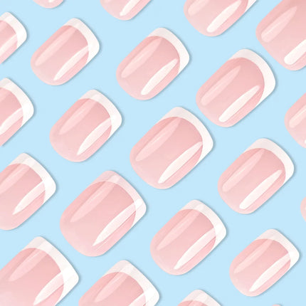 24 PCs Short French Minimalist Nails with 1 File and 1 Jelly Gel