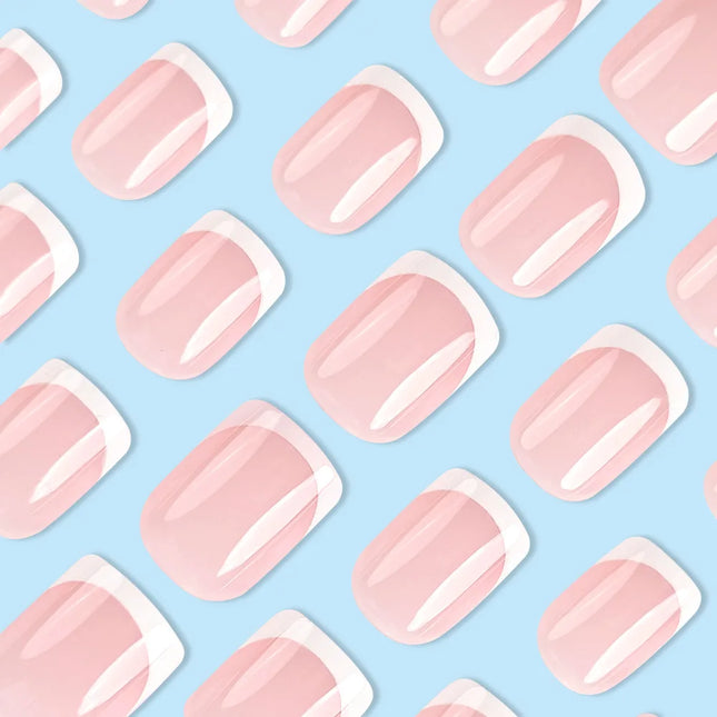 24 PCs Short French Minimalist Nails with 1 File and 1 Jelly Gel