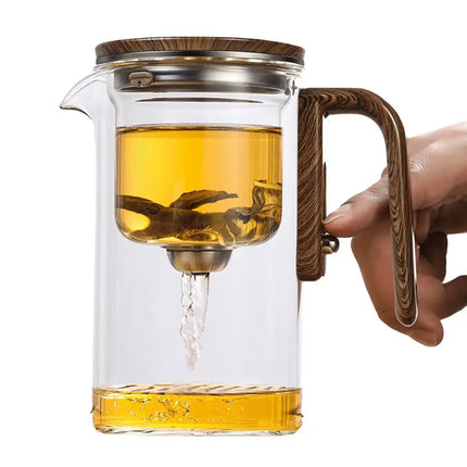 Glass Tea Pot Kettle Infuser 600ML/800ML Teapot Water Separation Inner Magnet One Click Magnetic Switchs Tea Filtration Kettle
