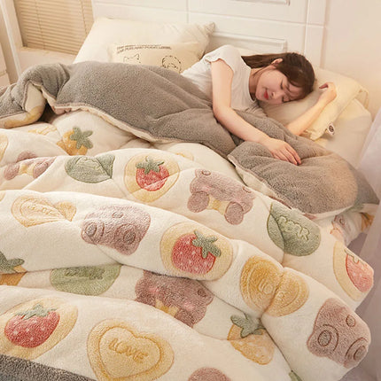 Winter Bedding Thick Quilt Blanket Thickened Warm Flannel Fleece