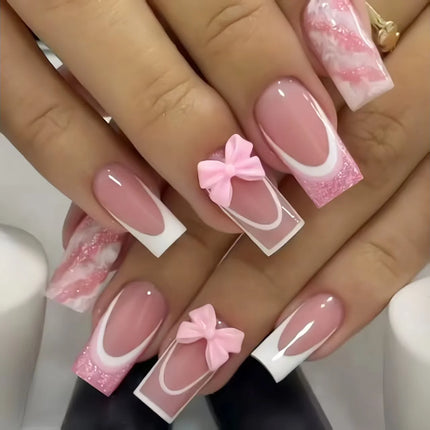 24pcs Short Square Yellow Lemon Press On Nails For Women Nude Pink