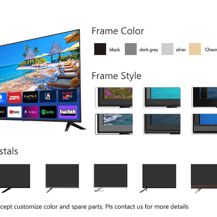 43 Inch Smart TV 4K Ultra HD Flat Screen LED TV Big Screen WiFi Inteligentes Television