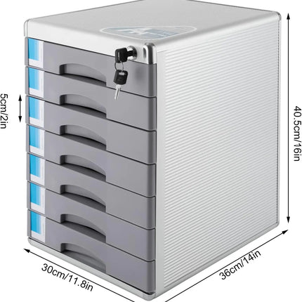 Desk Organizer 7 Drawers, Metal Desktop Storage Cabinet File Holder with Locks and Keys, Filing Case Literature for Office Home