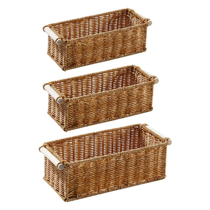 Imitation Rattan Storage Basket Storage Basket Bin Organizer Woven Baskets for Bedroom Kitchen Home Bathroom Coffee Table