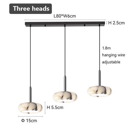 Luxury Black Round Natural Stone Pendant Lamp