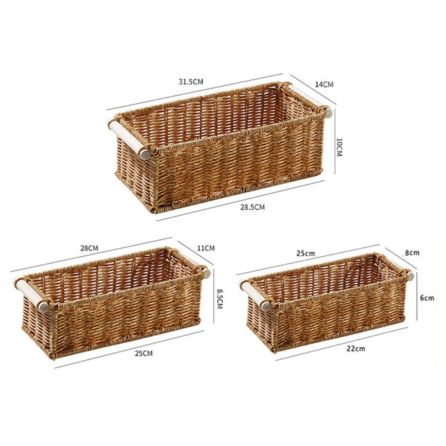 Imitation Rattan Storage Basket Storage Basket Bin Organizer Woven Baskets for Bedroom Kitchen Home Bathroom Coffee Table