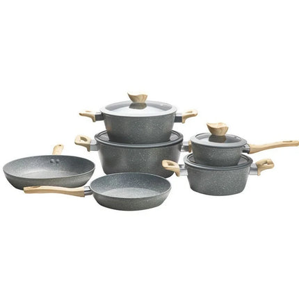 Giyoca Spot Goods Non-stick Pot Set Frying Pan Soup Pot with Lid Aluminium Kitchen Multi-function Set