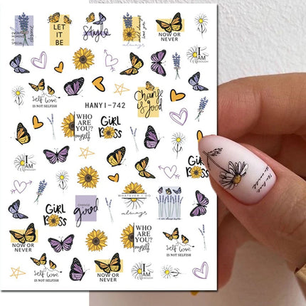 3d Nail Art Decals Elegant White RoyalBlue Roses Flowers