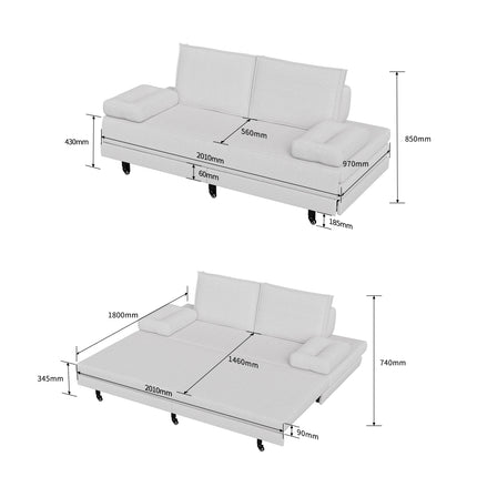 Sofa Bed, 201cm, 90x200cm Sofa Retractable Folding To 180x200