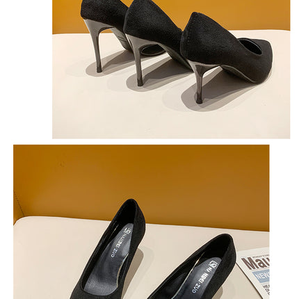 Women New Mid Heeled Sandals Black 6-8-10cm Pointed Thin Heeled Baotou Banquet High Heeled Shoes Womens Shoes Tacones Mujer