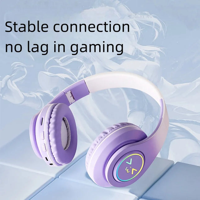 Original Wireless Bluetooth Headphones for Computer RGB Glowing Smiley Face Noise Reduction Gaming