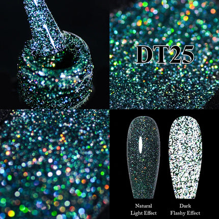 MEET ACROSS Sparkling Rose Pink Reflective Glitter Gel Nail Polish