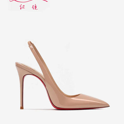 Heeled sandals Red Shiny Bottoms Naked color luxury Hollow