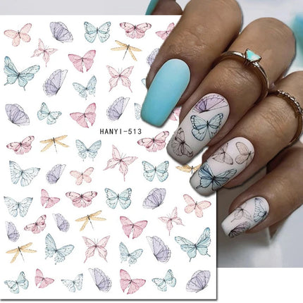 3d Nail Art Decals Elegant White RoyalBlue Roses Flowers