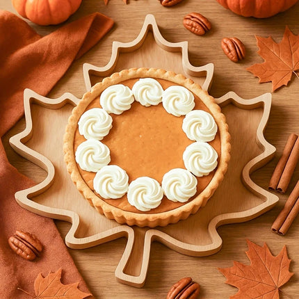 1pc Decorative Tray, Thanksgiving Day Wooden Tray, Maple Leaf Design Table