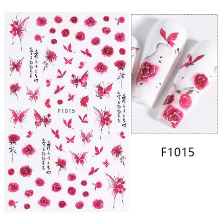 1PCS New Autumn Flowers Nail Decals Animal Nail Stickers Flower