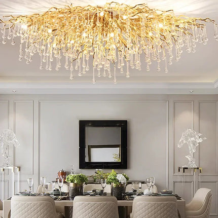 Gold ceiling light chandelier modern hotel bedroom dining room living room home interior glossy Led luxury chandelier