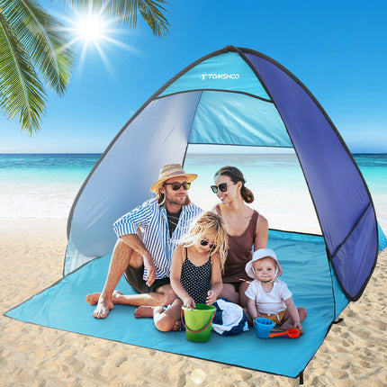 TOMSHOO Pop Up Tent 3-4 Person Outdoor Camping Beach Tent Travel Lightweight Outdoor Beach Shade Sun Shelter Tent Canopy Cabana