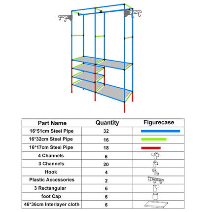 Clothes Rack Double Row Clothes Rack Large Floor Hangers With Hanging Hooks Shoes Household Storage Shelf Modern Coat Rack