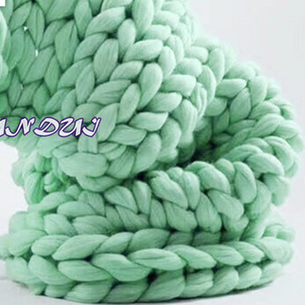 Hand Chunky Knitted Blanket Thick Yarn Merino Wool Bulky Knitting Throw Blankets