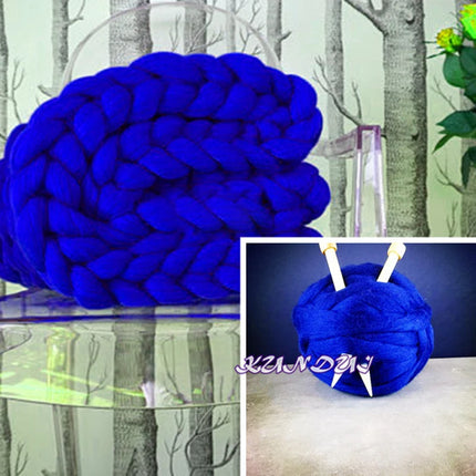 Hand Chunky Knitted Blanket Thick Yarn Merino Wool Bulky Knitting Throw Blankets