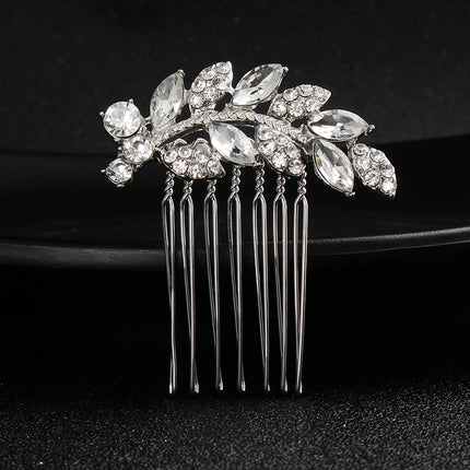 New Silver Alloy Hair Comb Handmade Pearls Rhinestones Fashion Metal Headpiece Elegant Hair Jewellery Accessory For Women