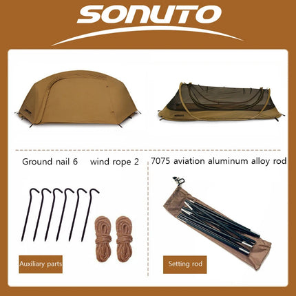 Camping Tent For Single Person Lightweight Nylon Tent Tactical Shelter With Mosquito Net Anti-Mosquito Waterproof Field