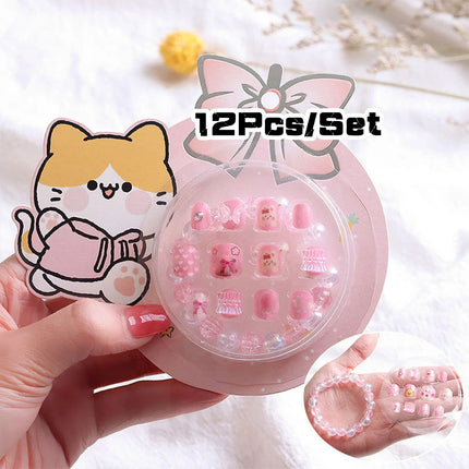 120Pcs Candy Child Nail Tips Full Cover Short False Kids Fingernails Colorful Festival  Press on Nails Grils Cute Manicure Tool%