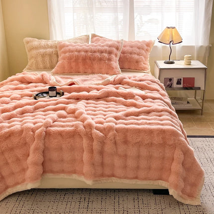 Bubble Rabbit Plush Blanket Light Luxury Double-sided Coral Flannel Blanket