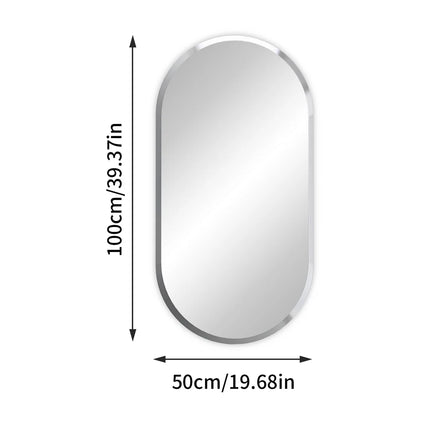 LUVODI Frameless Long Oval Bathroom Vanity Mirror Silver Glass Wall Decor Mirror with Beveled Edge for Bathroom Entryway