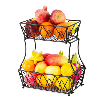 Fruit Bowl Metal For Kitchen Storage, 2 Tier Decorative Fruit Basket, Can Be Used As a Banana Holder, Vegetable Basket