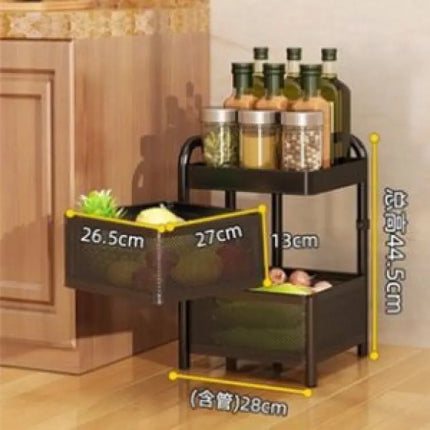 Household Floor Standing MultiLayer Storage Rack Removable Rotating Storage Cabinet Kitchen Vegetable Fruit Basket with Wheel