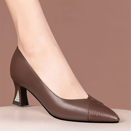 Women Cute Sweet Navy Blue High Quality Floral Crystal Comfort Pumps Lady Fashion Wine Red Heel