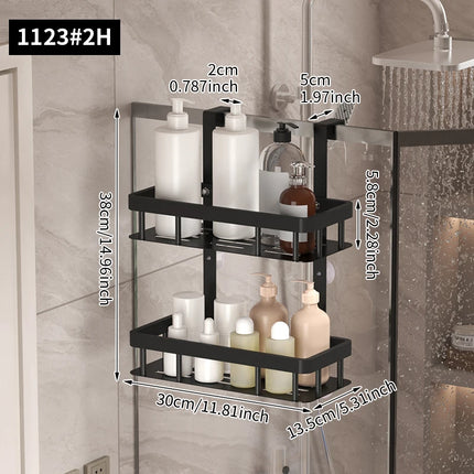 Bathroom wall mounted three-layer storage rack, door mounted rack, shower gel rack