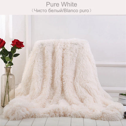 Double-sided Velvet Blanket Soft Fluffy Throw Blanket For Sofa Bed Long Plush