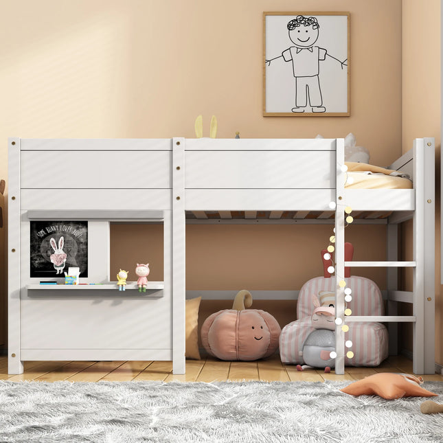 Modern Bunk Bed,Children's Bed 90 x 200 cm with Ladder and Fall Protection,Bed With Wall Board,with Slatted Frame,No Nattress