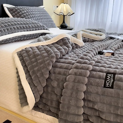 Golden mink fleece cutting grid multifunctional leisure blanket, office nap blanket, high weight gold turtle fleece blanket