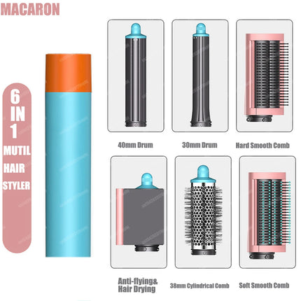 New 6 in 1 Hair Styler Auto Curling Dryer Wrap Hot/Cold Air Dryer 1300W Hair Straightener Curling Barrel Brush Salon Hair Dryer