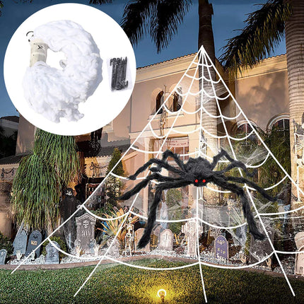 Halloween Triangle Spider Web,5m Large Plush Simulation Spide