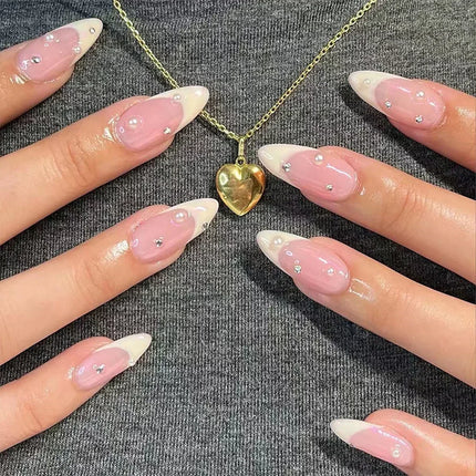 24Pcs French False Nails Almond Fake Nails
