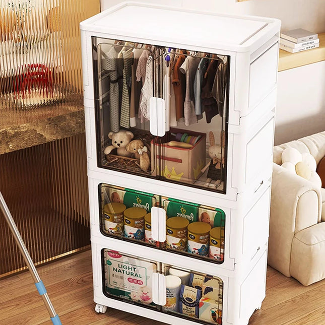 Wardrobe Clothes Organizer Foldable Organizer Cupboard Movable Storage Cabinets for Home