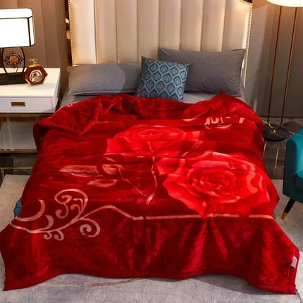 200*230cm 3.5Kg Thick Warm Fluffy Blankets Super Soft Raschel Stitch Double Layer Winter Mink Throw Fat Quilts Double Size