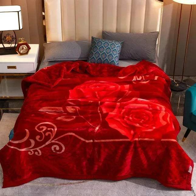 200*230cm 3.5Kg Thick Warm Fluffy Blankets Super Soft Raschel Stitch Double Layer Winter Mink Throw Fat Quilts Double Size