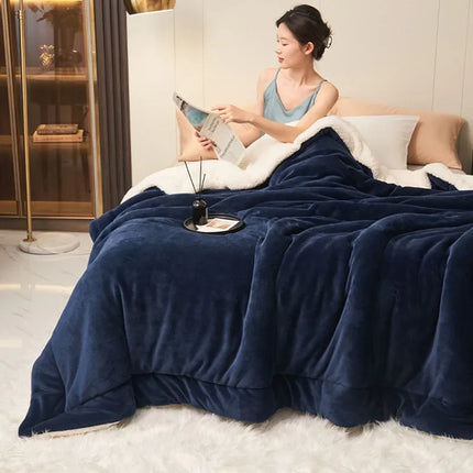Winter Warm Blanket Mechanical Wash Double Layer Queen Blankets for Beds
