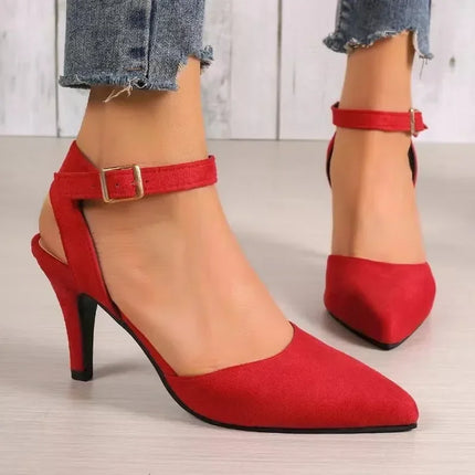 Summer Women's Heeled Shoes New Party Dress Pointed Toe Thin Heel Slingbacks Shoes for Women Wedding Ankle Strap Women's Sandals