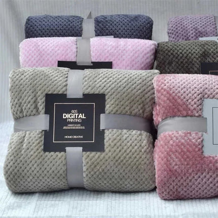 Solid Soft Warm Fleece Plaid Blankets and Bedspreads Living Room Bedroom Air