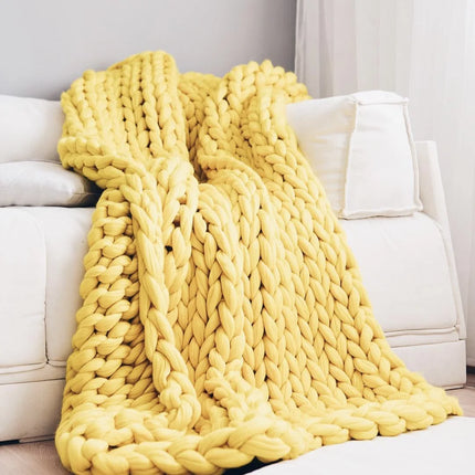 Handmade Chunky Knit Blanket Large Thick Wool Bulky Knitting Throw for Bedroom