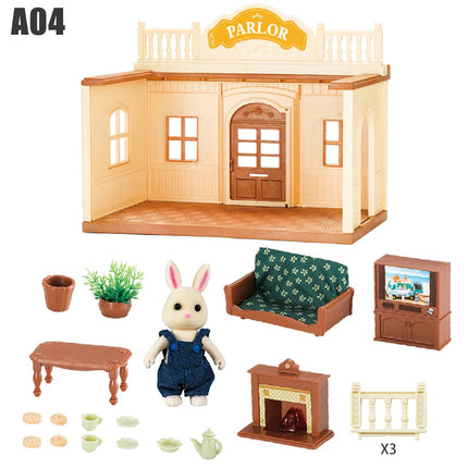 Dollhouse Furniture Family House Villa Simulate Forest Rabbit Animal Scene Toy Display Furniture Toy Gift