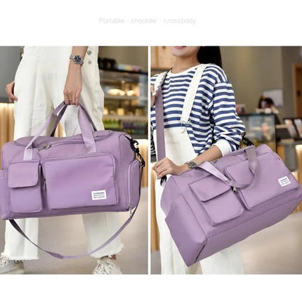 Carry On Travel Bag Large Capacity Weekender Overnight Duffle Bags with Shoe Compartment Sports Fitness Bags for Women